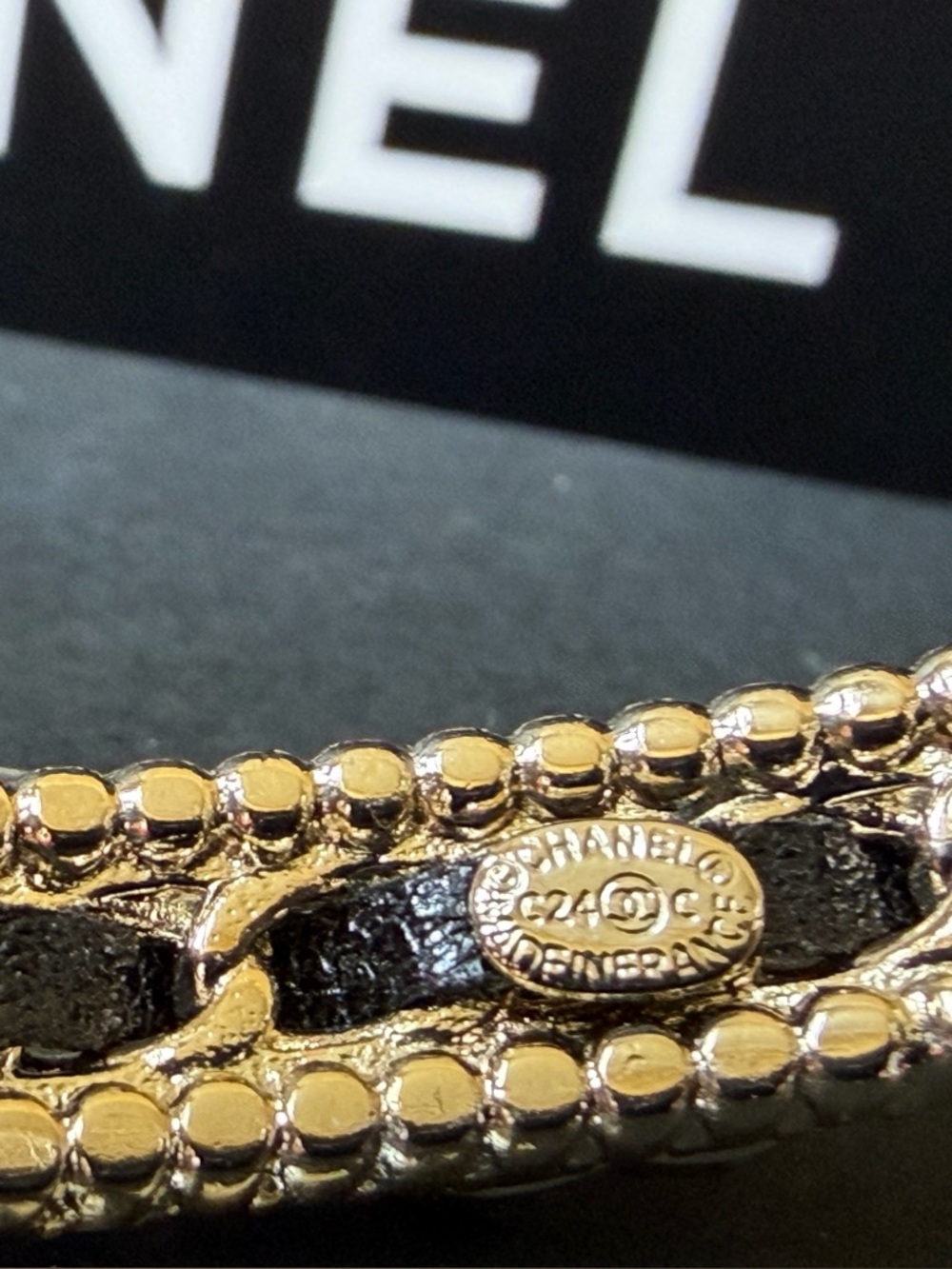 Chanel Gold and black Bangle Bracelet - Picture 4 of 12